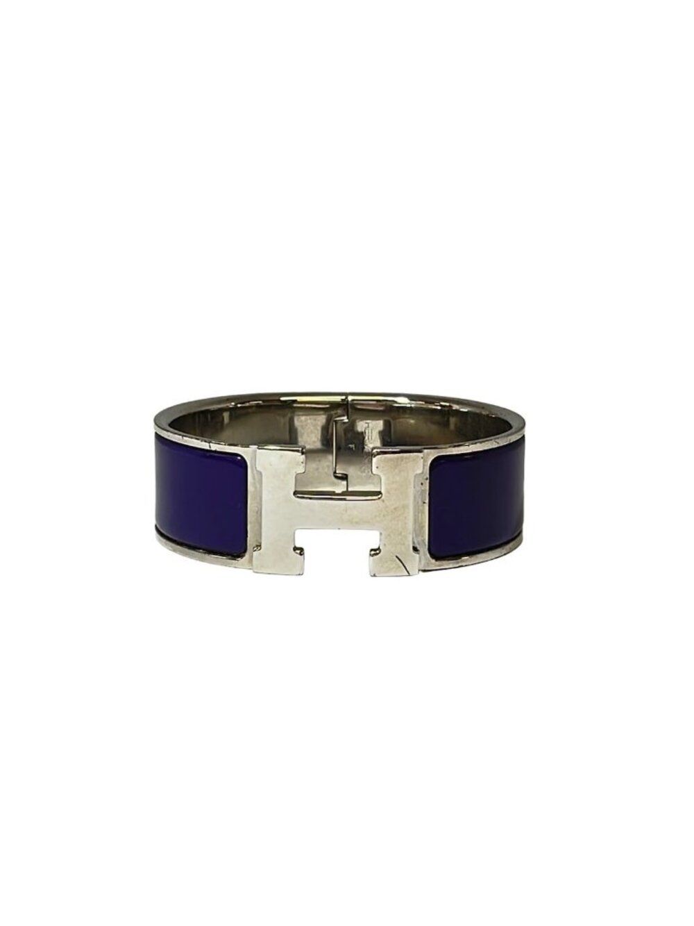 Hermes Bangle Clic Clac H Navy Silver Bracelet
